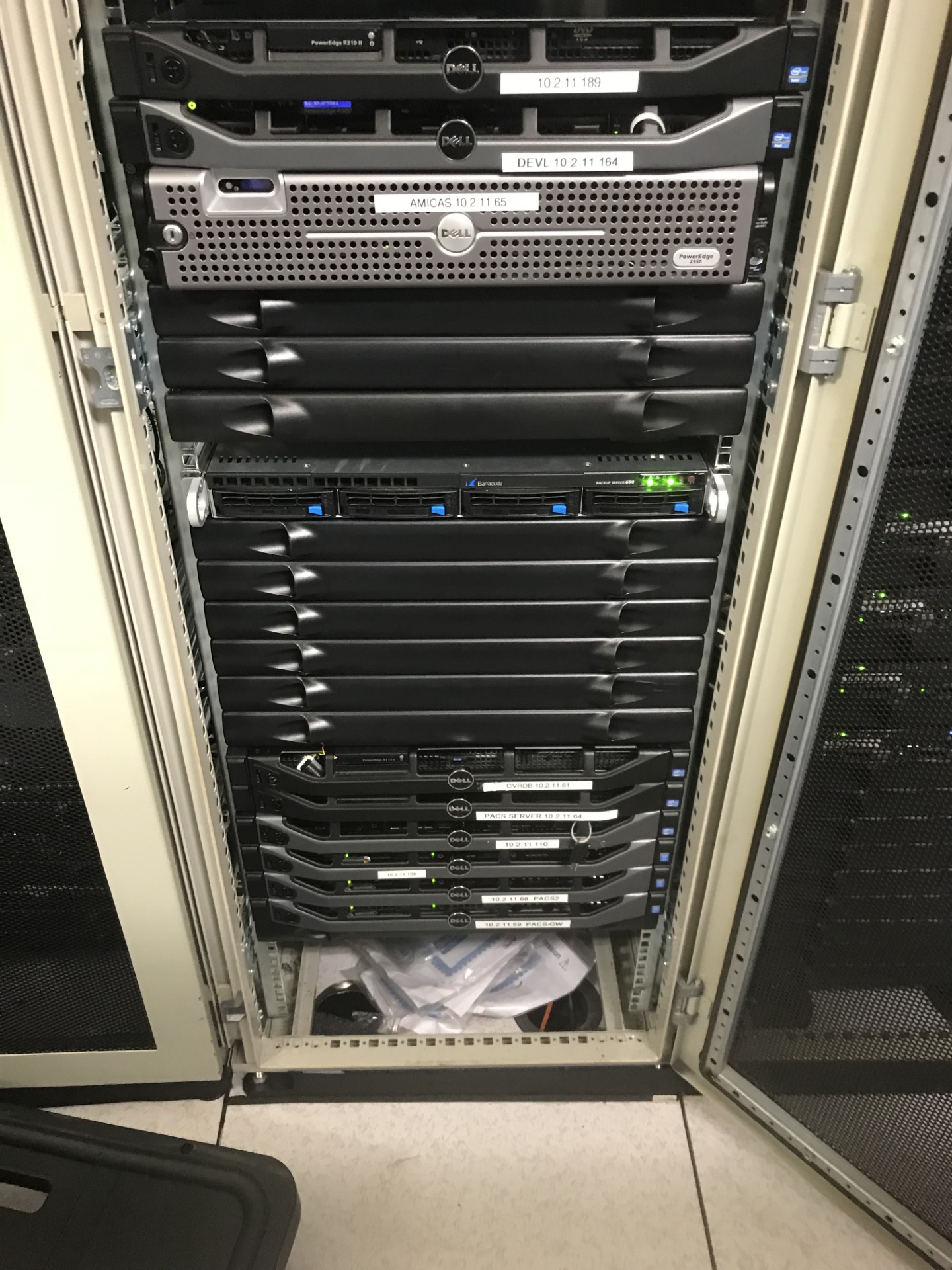 Rack-mounted server and storage infrastructure from completed project work